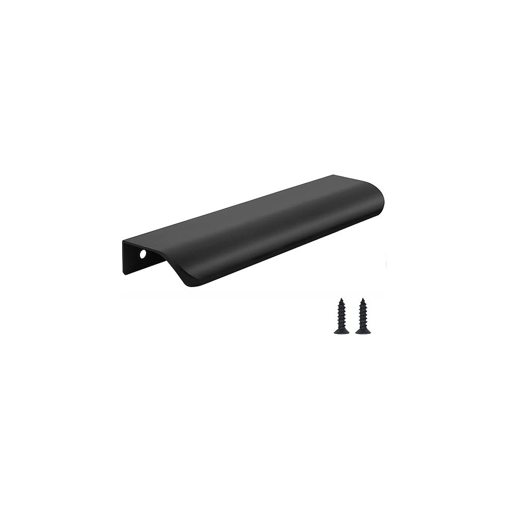 Abbas Ali 2 Pcs Finger Pulls Back Mount Tab Pull Handle For Home Kitchen Living Room Door Drawer Cabinet, Black, 96mm