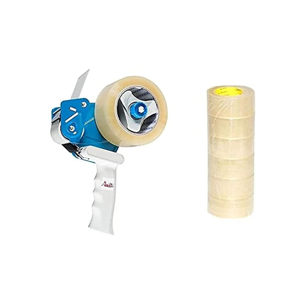 Abbas Ali Heavy Duty Tape Dispenser With 6Pcs Clear Packing Tape, 100 Yard