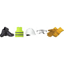 Abbas Ali Safety Kit For Men Used In Construction, Cleaning Service, Automobiles, Maintaince Etc Includes Safety Shoes, Safety Helmet, Gloves,Googles And Jacket, 41 EU