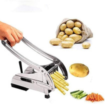 Abbas Ali Potato Chippers, Homeself Stainless Steel French Fries Cutter With 2 Thickness Adjustable Blades, For Carrots Apples Cucumbers Onions Veg Sticks, Silver