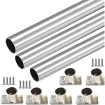 Abbas Ali 95 Cm Wardrobe Bar, Clothes Rod, Round Chromed Steel With Fittings, Easy Installation, Rail Coat Rack Wall Or Clothes Rail