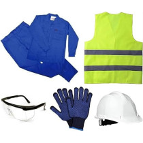 Abbas Ali Twill Cotton Safety Paint Shirt For Construction, Garage, Factories Etc With Helmet, Googles, Safety Jacket & Gloves, XL