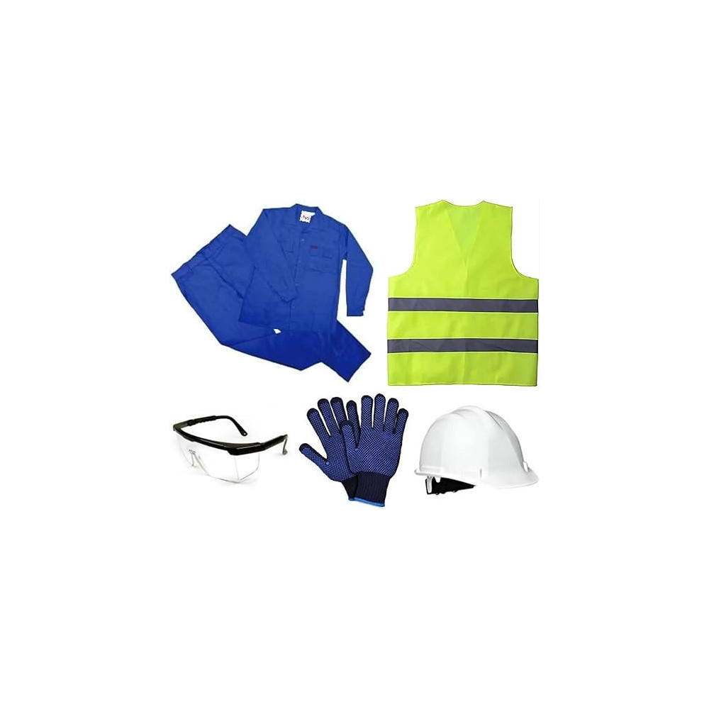 Abbas Ali Twill Cotton Safety Paint Shirt For Construction, Garage, Factories Etc With Helmet, Googles, Safety Jacket & Gloves, XL