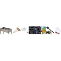 Abbas Ali Bbq Complete Kit With Grill, Brushes, Lighter, Led Lamp, Folding Showel, Bbq Stick, Charcoal And Hand Grill