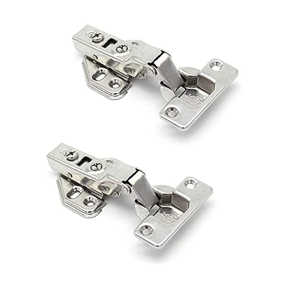 Abbas Ali 2Pcs Stainless Steel Soft Close Cabinet Door Hinges Half Overlay Hydraulic Buffer Hinge