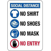 Abbas Ali No Entry Sticker Of Size A4 Containing 4 Signs Of Social Distancing, No Shirts, No Shoes, Pack Of 3Pcs