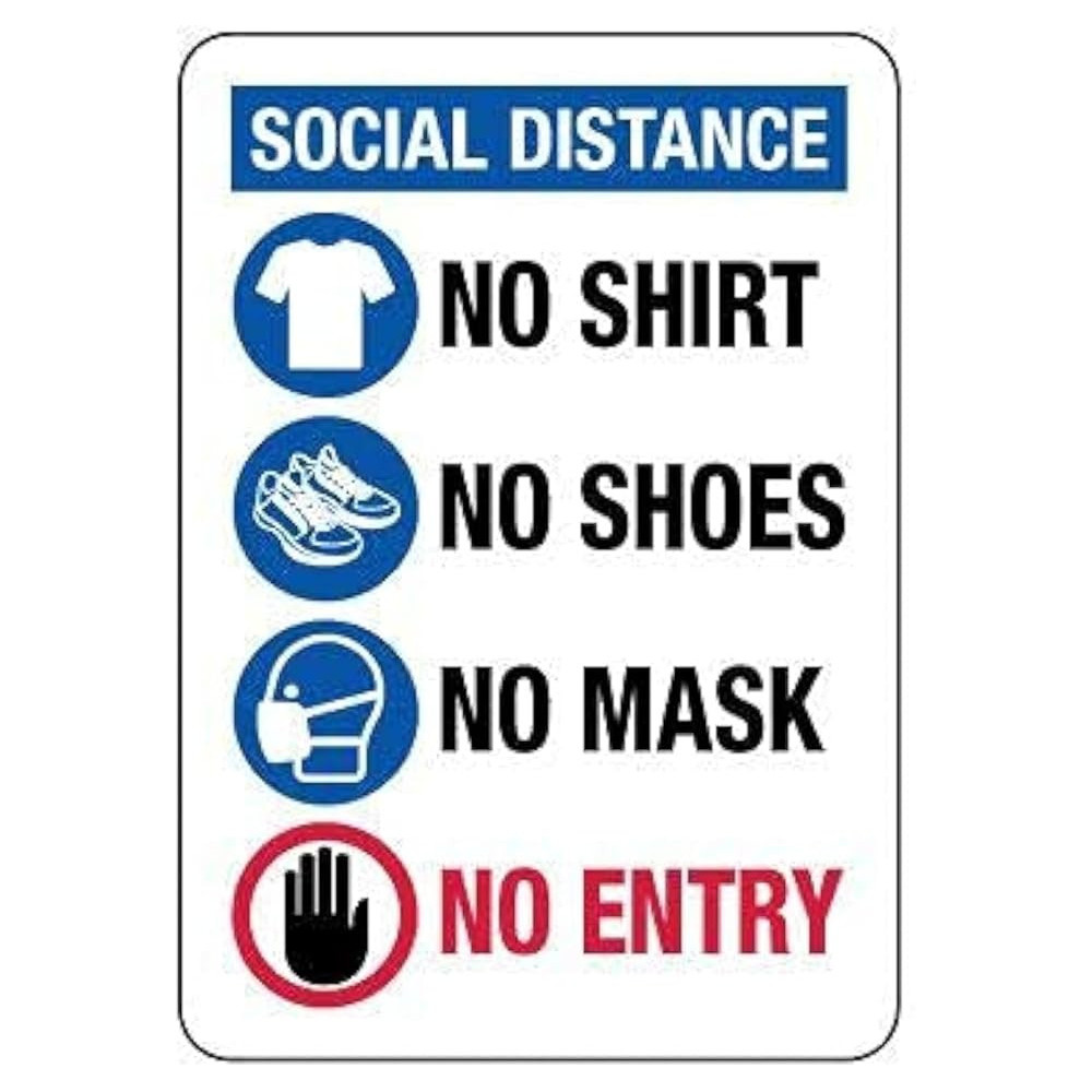 Abbas Ali No Entry Sticker Of Size A4 Containing 4 Signs Of Social Distancing, No Shirts, No Shoes, Pack Of 3Pcs