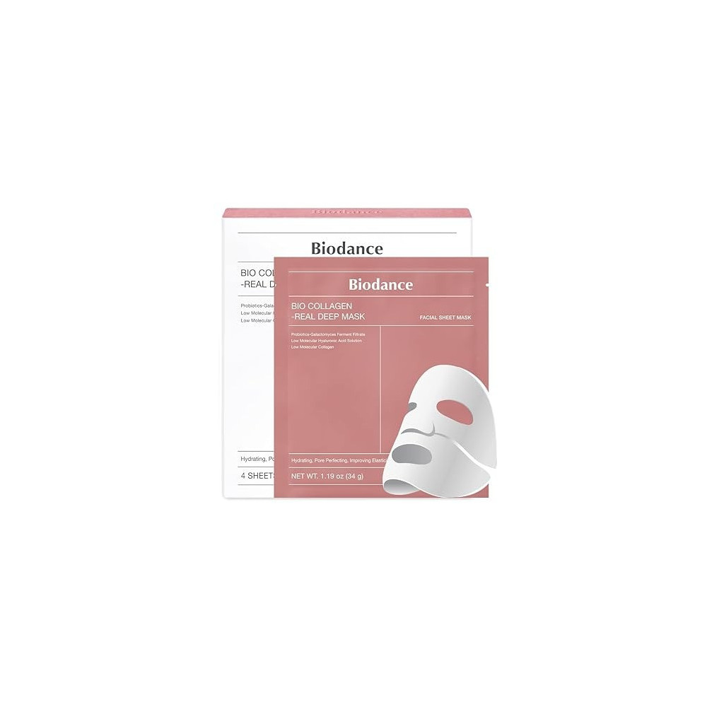 Biodance Bio-Collagen Real Deep Mask, Hydrating Overnight Hydrogel Mask, 34g x 4ea