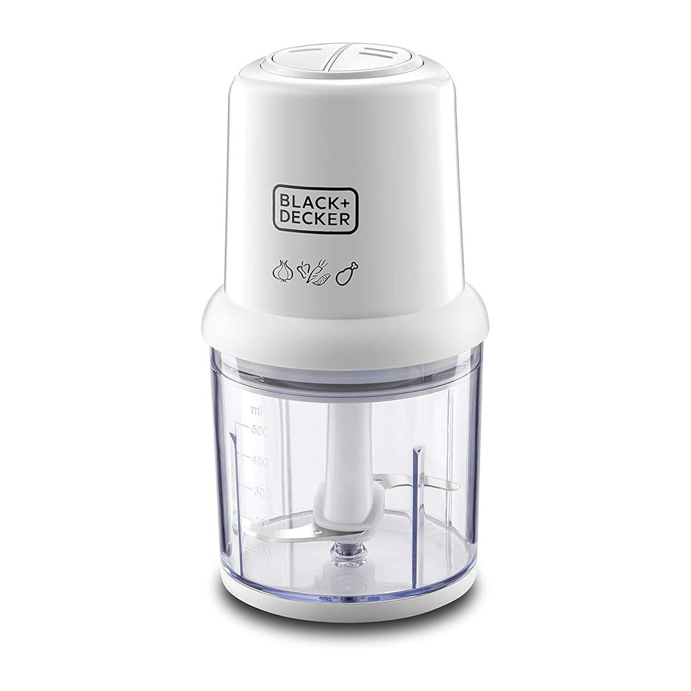 Black & Decker 300W 500ml, 2 Speed Vertical Chopper for Chopping, Mincing Pureeing, White, SC310-B5