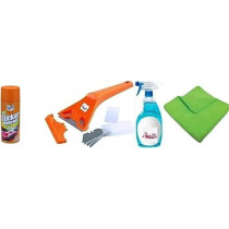 Abbasali Sticker Remover, Glass Cleaner Spray Includes Glass Scrapper With Spare Blade Pkt And Fiber Cloth For Cleaning Glass In House,Offices, Schools, Vehicles Glass