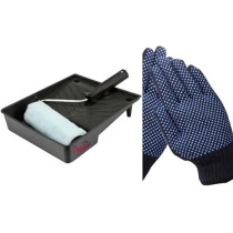 Abbasali 9 Inch Paint Roller With 9 Inch Paint Tray For DIY Wall Painting And Hand Glove, High Quality Professional Paint 3Pc Tools Set