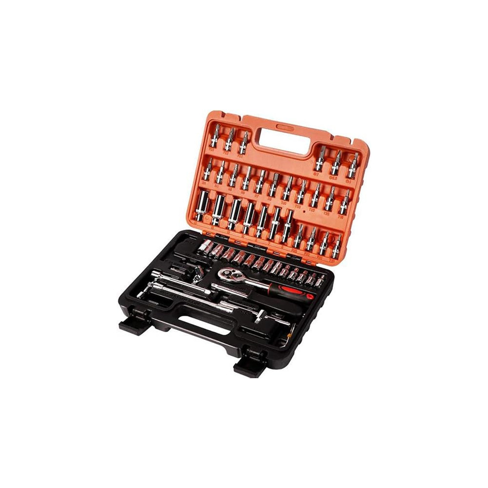 YML 53Pcs Combination Tool Wrench Set, Car Repair Tool Sets, Batch Head Ratchet Pawl Socket Spanner Screwdriver Socket Set Drill/Hex, Shank Drill Bits