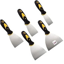 Abbasali 5 Pieces Drywall Taping Knife And Scrapper Set, Stainless Steel Blade And Durable Plastic Handle Wall Scraper