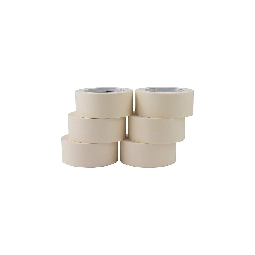 Abbasali 2 Inch Adhesive Masking Tape General Purpose Painters Tape Bulk For Painting, Labeling, Packing, Craft, Art, Home, Office, School, Pack Of 6