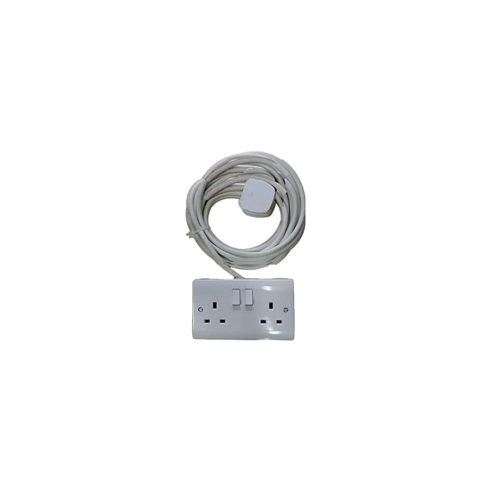 Abbasali Extension 2.5mm x 3Core Wire And Double Socket 13AMP For TV, Fridge, 5 Meter
