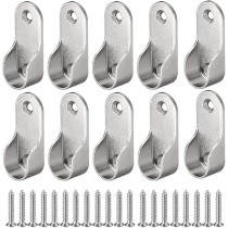 Abbasali Oval Closet Rod End, Furniture Hardware Accessories, Wardrobe Tube Support Bracket With Screws Clothes Hanging Rod Holder, Pack Of 6