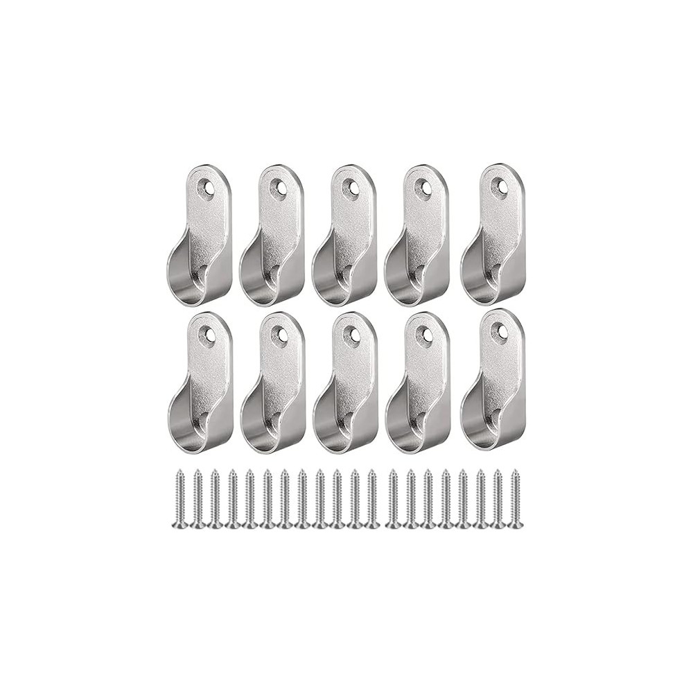 Abbasali Oval Closet Rod End, Furniture Hardware Accessories, Wardrobe Tube Support Bracket With Screws Clothes Hanging Rod Holder, Pack Of 6