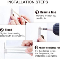 Abbasali Oval Closet Rod End, Furniture Hardware Accessories, Wardrobe Tube Support Bracket With Screws Clothes Hanging Rod Holder, Pack Of 6