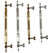 Abbasali Modern And Stylish Wooden And Glass Door Handles Set Of 2 Pieces, Model: Flinta Loop, 400mm, Silver