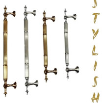 Abbasali Modern And Stylish Wooden And Glass Door Handles Set Of 2 Pieces, Model: Flinta Loop, 400mm, Silver