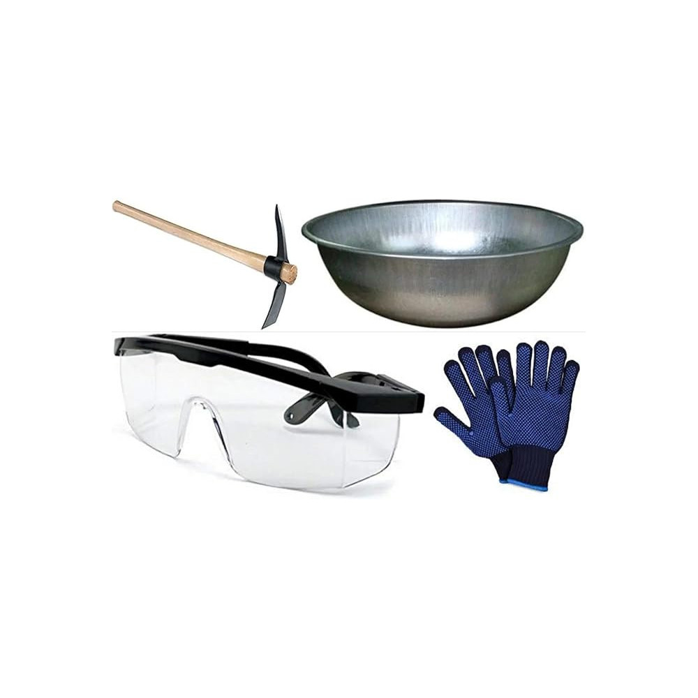 Abbasali Pick Axe, Wooden Handle With Gi (Tagari) Ghamela,Gloves And Google For Digging Land