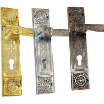 Abbasali Wooden Door Handle And Door Lock For Entrance And Interior Doors Model M23-K13, White/Gold