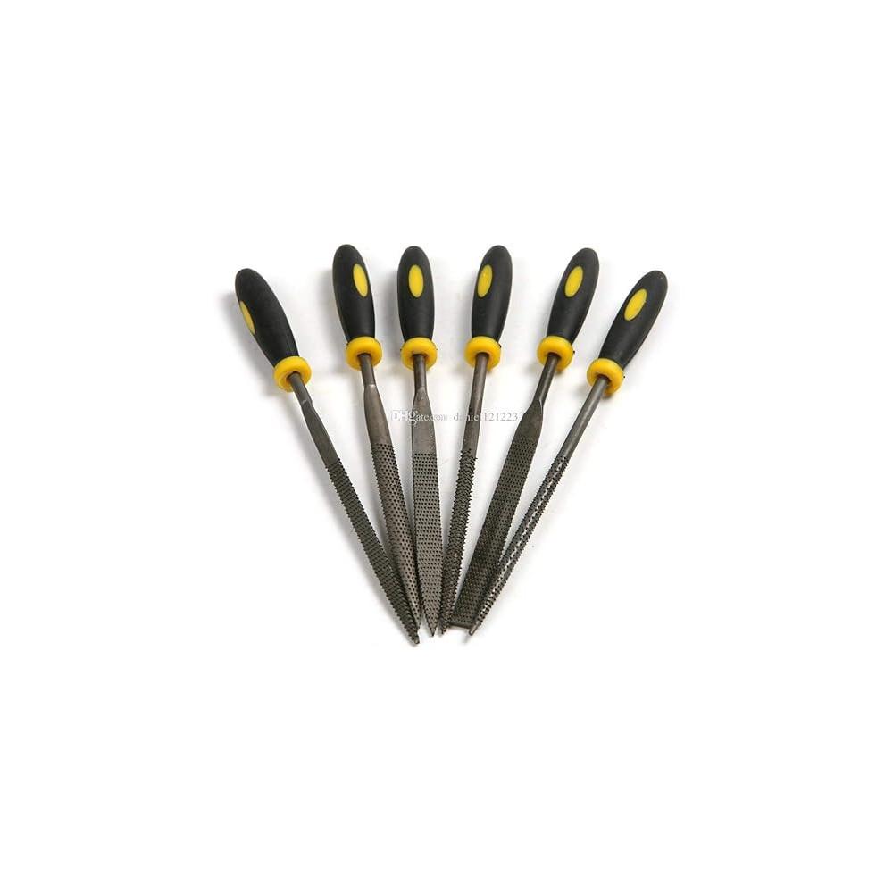 Generic 6Pcs File Set With Rubber Handles, High Hardness for Metal Surface Filing