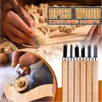 Generic 6Pcs Set Wood Carving Chisels Tool Knife, Woodcut Woodworking Craft Kit, Multicolor