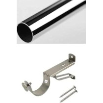 Abbasali Chrome Plated 1 Inch Curtain Rod 1 Mtr With 2 Pcs Heavy Duty Wall Bracket Including Nylon Plugs And Screws