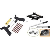 Abbasali Car Breakdown/Emergency Spare Type Kit With 2 Tonne Scissor Jack, Extendable Wheel Brace Socket Wrench Tyre Repair Kit For Van Suv Truck And Tyre Repairing Tool Kit