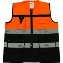 Abbasali 3XL Vaultex Reflective Half Sleeves Fabric Vest, 180GSM Orange/Black