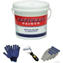 National Paints 3.6L Stucco Filler All-Purpose Putty with Scraper Set and Gloves