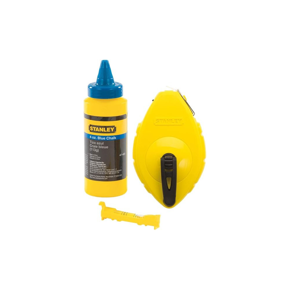 Stanley STA047443 Chalk Line 30M Chalk And Level, Blue