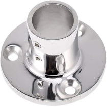 Abbasali Heavy Duty Stainless Steel Open And Closed Support Rod Socket Flange For Round Poles, 25mm