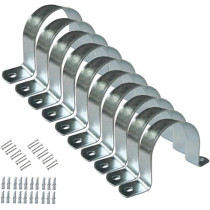 Abbasali Galvanized GI U Clamps Fastener Hanger Pipe Clamps Clip With Screw And Fischer, For Conduit Pipe Fixing Bracket And Support Water Pipe And Gas Pipe, Set Of 10 Pcs