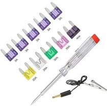 Abbasali 10 Pcs Car Motorcycle Blade Fuses With Tester Pen Tools Kit Clip 3A, 20A, 25A, 30A, 35A, 40A Car Parts Auto Fuses With Tester Pen And Probe Clip