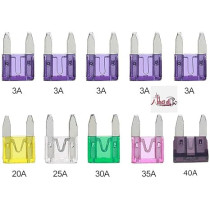 Abbasali 10 Pcs Car Motorcycle Blade Fuses With Tester Pen Tools Kit Clip 3A, 20A, 25A, 30A, 35A, 40A Car Parts Auto Fuses With Tester Pen And Probe Clip