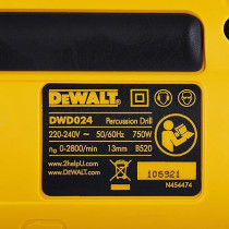 Dewalt Percussion Drill 750W 13 mm, DWD024-B5, Yellow/Black