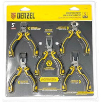 Denzel Hobby Pliers Set, 5 Pcs. Diagonal Long Nose, End Cutting Bent Nose, Flat Nose Pliers, 7717839