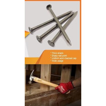 Abbasali High Strength Round Head Nails For Carpentry Hardware Electrical Etc 200Pcs In A Jar With Glove And Hammer, 1 Inch