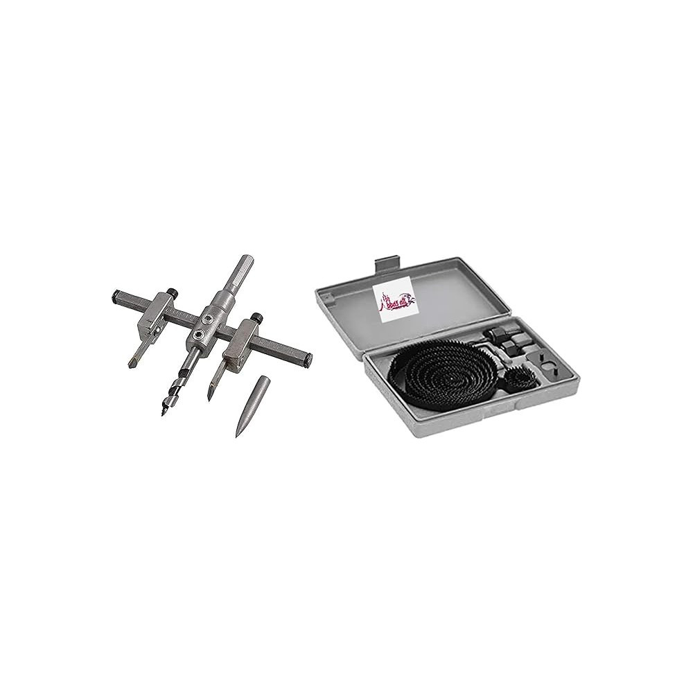 Abbasali 16Pcs Hole Saw Cutter Kit And Adjustable Circle Cutter For Wood, Plasterboard, Gypsum Board, Plastic