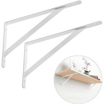 Abbasali Heavy Duty Two Pair Shelf Brackets 9 X 12 Inch, Floating Shelves Tripod Triangle Shelf L Brackets, 90 Degree Angle Wall Mounted Shelf Supporter Bracket Frame 4Pcs Set