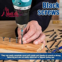 Abbasali 100Pcs Dry Wall Gypsum Screw – Hardened Carbon Steel – Black With Nylon Plug 6mm 100Pcs In Plastic Jar With Screwdriver And Gloves, 6mm X 11/4Inch