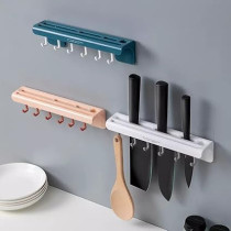 Abbasali Wall-Mounted Knife Storage Rack, Multi-Function Hook, Punch-Free Storage Rack Knives Cutter Rack Holder Kitchen Tools