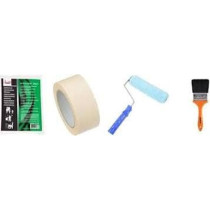 Abbasali Complete Solution Of Home For Paint Includes National 18Ltr 809 Emulsion Off White Paint, National Stucco 18Ltr, Paint Tray, Paint Roller 9 Inch, Paint Brush 3 Inch, Polythene Sheet And Masking Tape 2 Inch