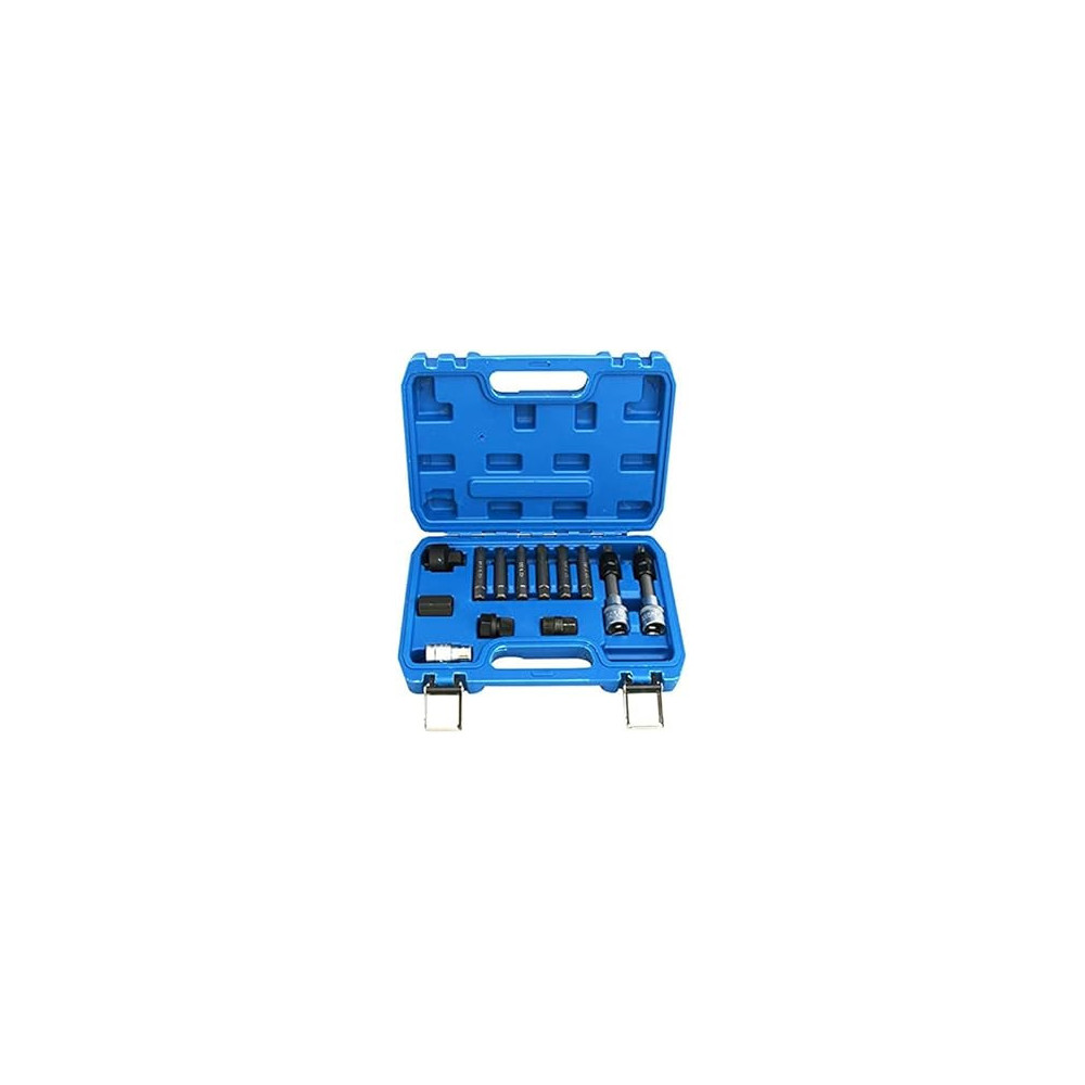 Abbasali 13Pcs Alternator Freewheel Pulley Removal Socket Bit Set Garage Tool, Alternator Clutch Pulley Removal Tool