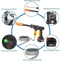 Abbas Ali Cordless Pressure Washer High Pressure Car Washer Cleaner Portable Electric Washer with Power Display Adjustable Nozzle