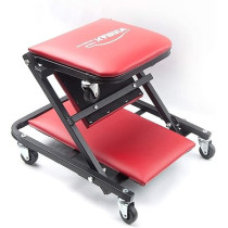 Abbas Ali Foldable Heavy Duty Z Creeper Seat Rolling Chair Mechanics Garage 2 in 1 Work Bench