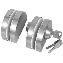 Abbas Ali Thinkness Glass Door Lock, NO Drill, Anti-Theft Security Lock with 3 Keys Commercial Durable Metal Chrome Double Bolts Swing Hinged Frameless Push Sliding Gate Lock