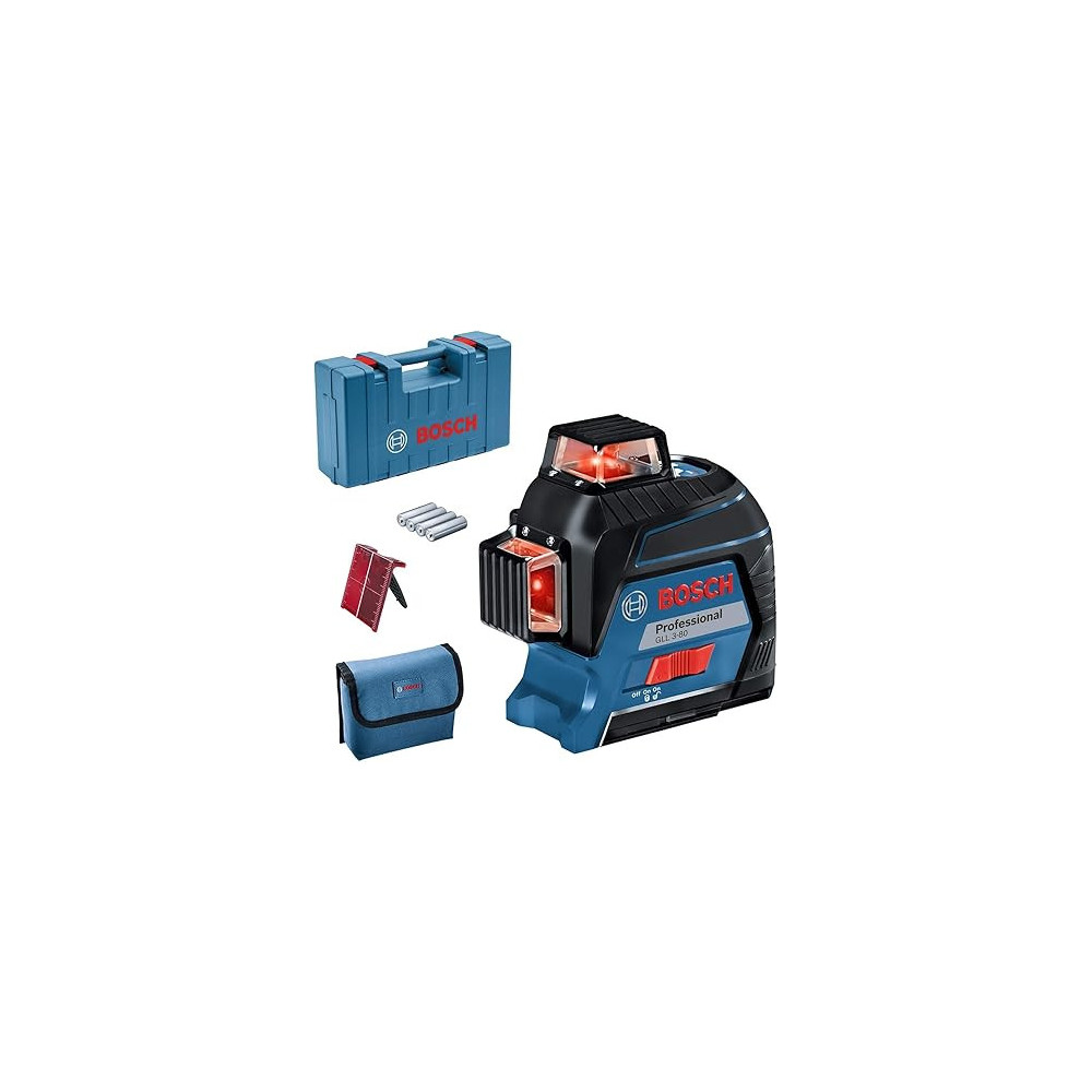 Bosch Professional Laser Level GLL 3-80 , Red laser, Interior, Working Range, up to 30M, 4 x AA Battery